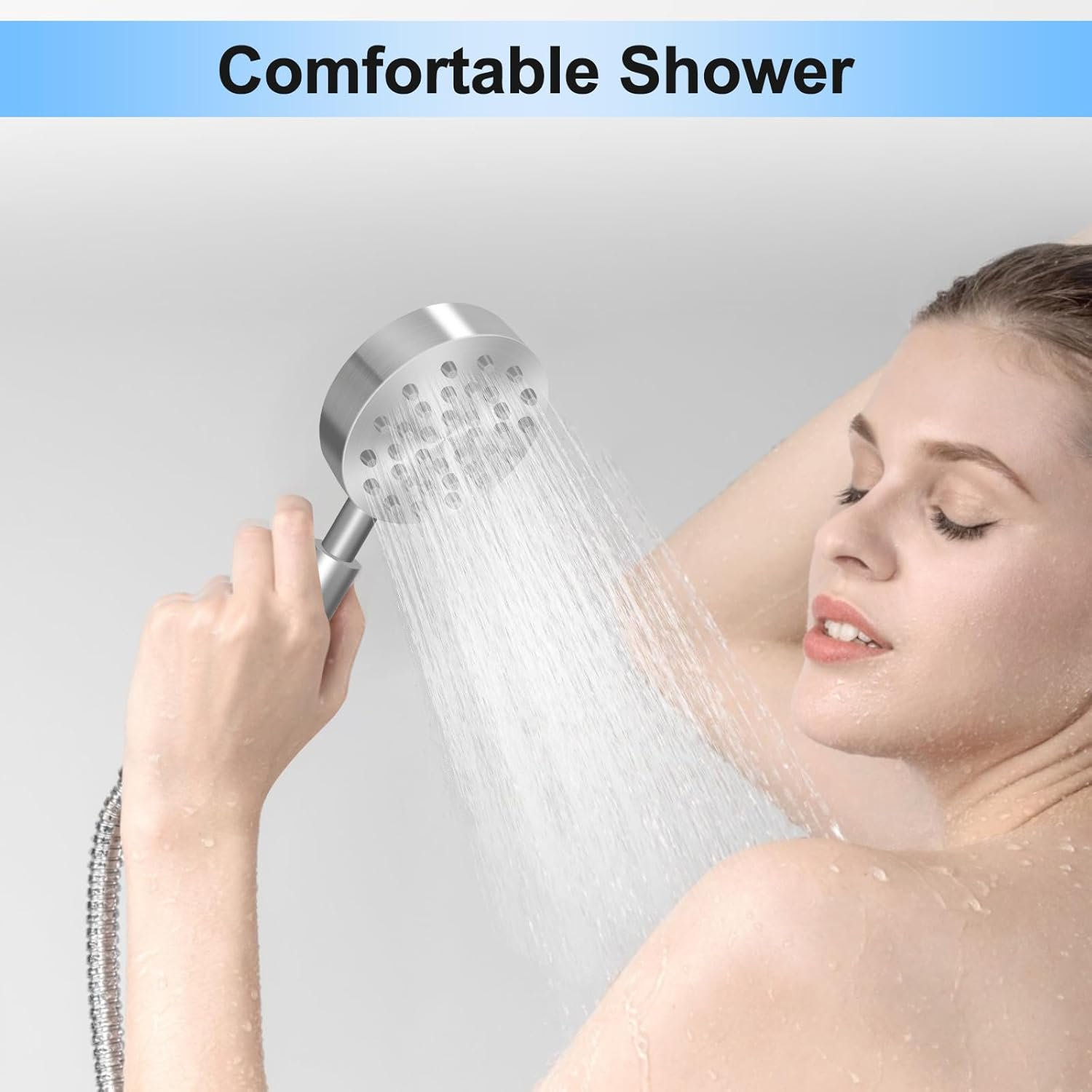 Shower Head and Hose, High Pressure Shower Heads, 304 Stainless Steel Shower Head, Universal Powerful Handheld Showerhead with Jet Spray Mode for Cleaning Bathroom, Tub