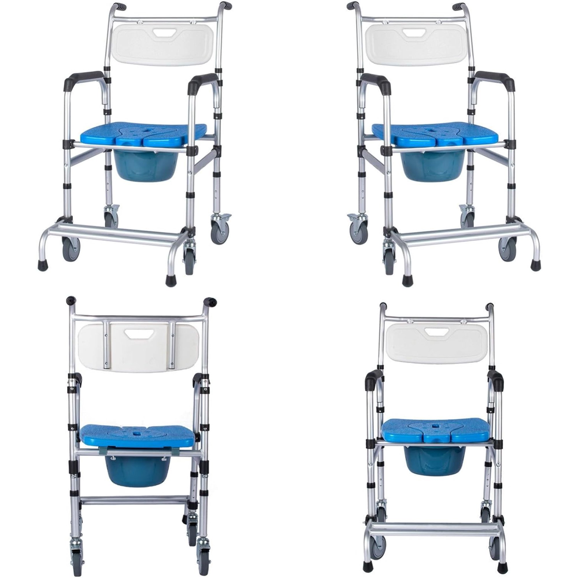 Portable Commode Chair with Wheels for Elderly and Pregnant Women, Senior Care Shower Seat
