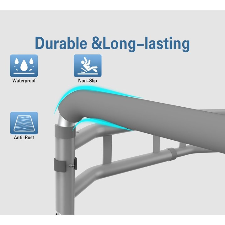 Toilet Safety Rails, Adjustable Toilet Safety Frame for Elderly, Seniors, Handicap & Disabled, Toilet Frame with Handles, Foldable Handicap Toilet Rails Fit Any Toilets 400 LB