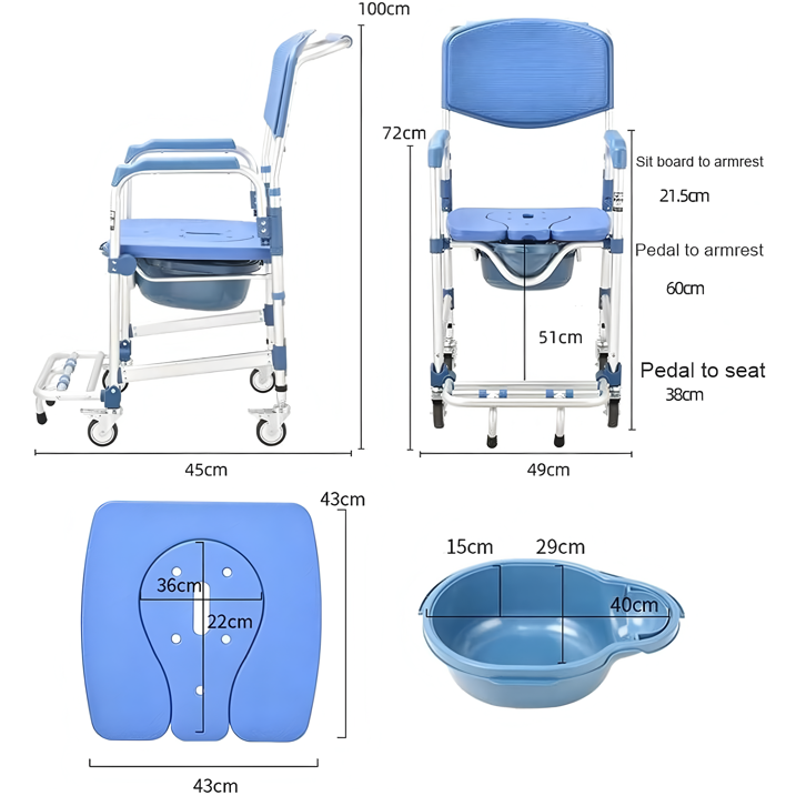 Elderly Chair Senior Chairs Bedside Commode Toilet Chair Senior Chairs Foldable Durable