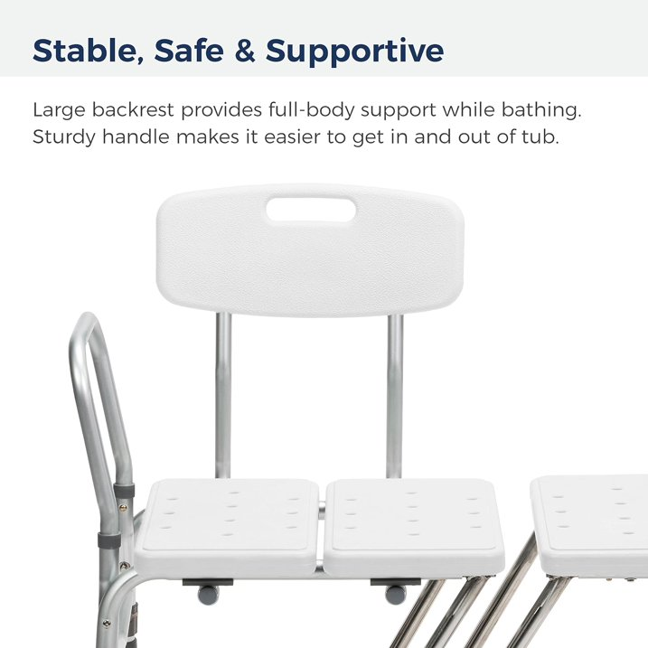 Splash Defense Tub Transfer Bench for Bathtub with Curtain Guard Protection, White