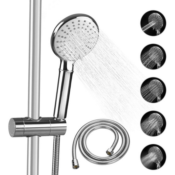 Shower Head with Hose & Showerhead Holder Bracket, Handheld Shower Universal Fitting with Adjustable 5 Sprays Modes for Slide Bar Adjustable