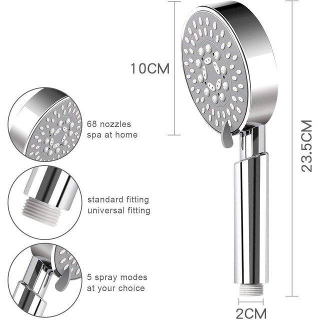 Bathroom 5 Function Handheld Shower Head with Extra Long Hose (2 meter, 78.75inches) and Adjustable Bracket Holder
