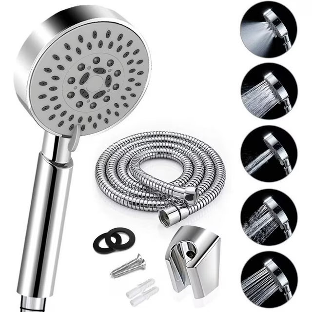 Bathroom 5 Function Handheld Shower Head with Extra Long Hose (2 meter, 78.75inches) and Adjustable Bracket Holder