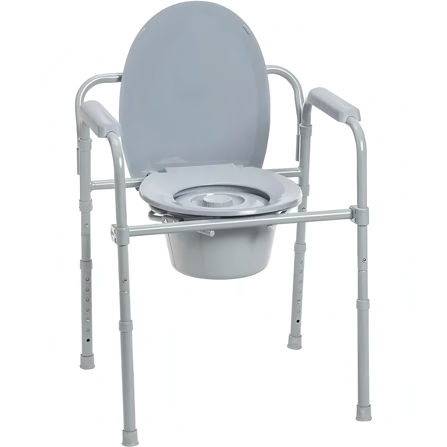Folding Steel Bedside Commode Chair, Portable Toilet, 350 Pound Weight Capacity