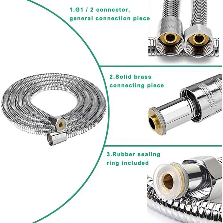 Shower Head with Hose Set 1.5M, Water Saving High Pressure Shower Head, Universal Handheld Shower Head for Low Water Pressure with 3 Sprays Settings.