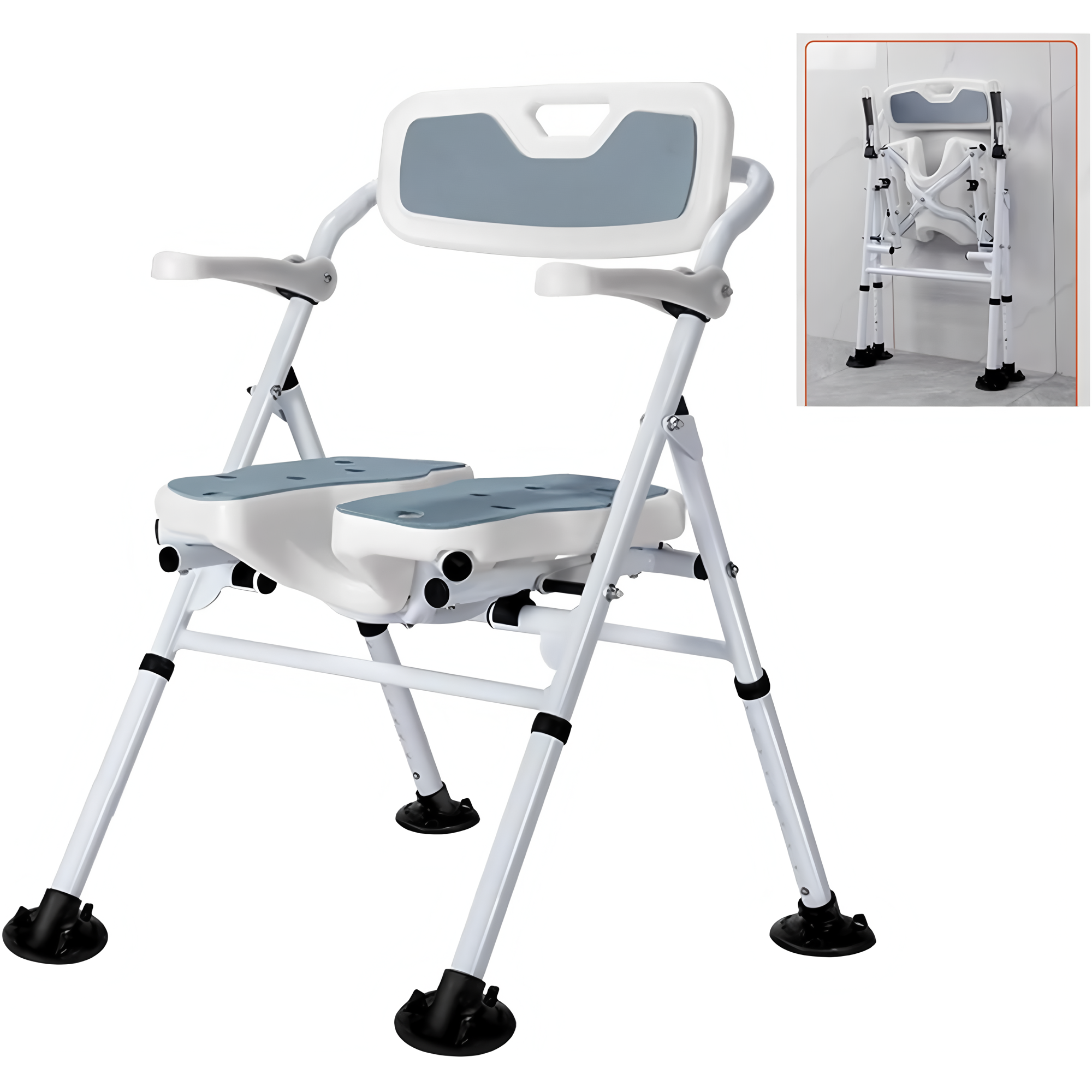 Elderly Pregnant Grooved Style Shower Chair Thick Stable Seat Waterproof Non-Slip Anti-Tip Stool Secure Bathing Support Chairs