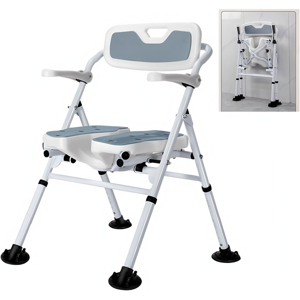 Elderly Pregnant Grooved Style Shower Chair Thick Stable Seat Waterproof Non-Slip Anti-Tip Stool Secure Bathing Support Chairs