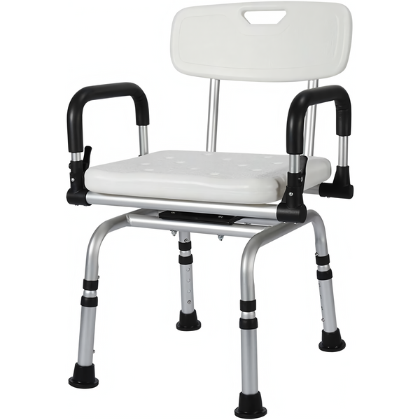 360 Degree Rotatable Shower Chair Elderly Bathroom Bath Chair Adult Pregnant Woman Armrest Toilet Chair Stool Height Adjustable