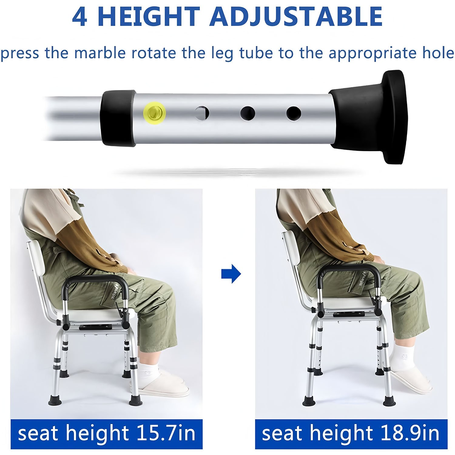 360 Degree Rotatable Shower Chair Elderly Bathroom Bath Chair Adult Pregnant Woman Armrest Toilet Chair Stool Height Adjustable
