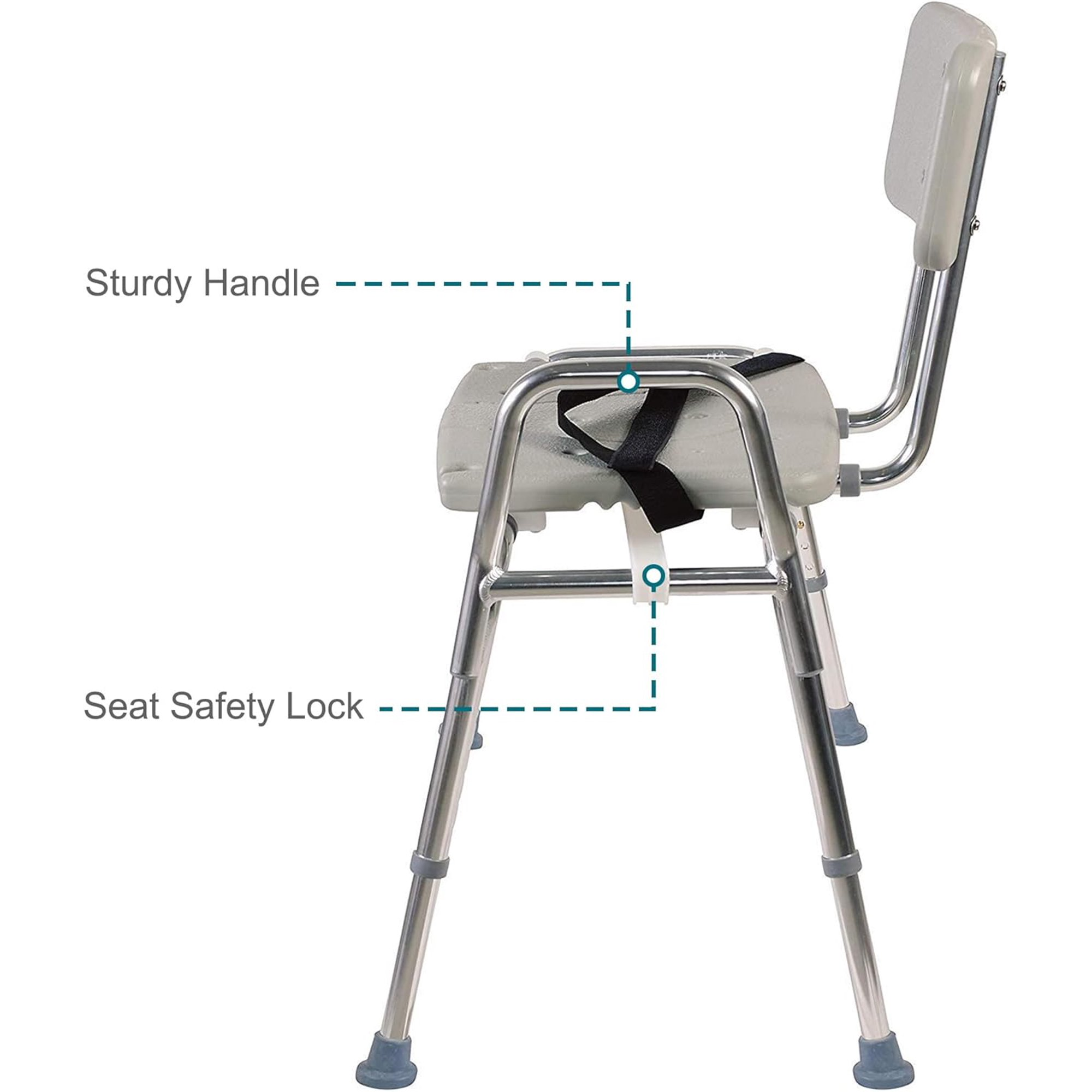 Tub Transfer Bench and Shower Chair with Non Slip Aluminum Body, FSA Eligible, Adjustable Seat Height and Cut Out Access, Holds Weight up to 400 Lbs, Bath and Shower Safety, Transfer Bench
