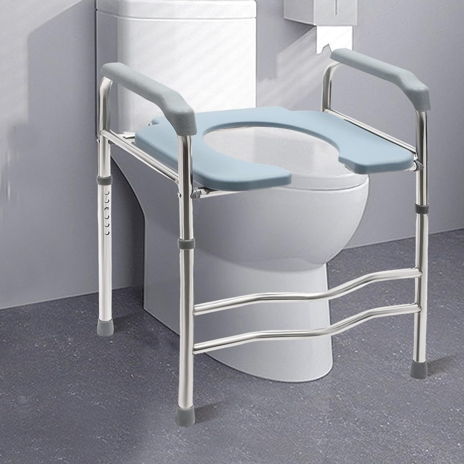 Raised Toilet Seat with Handles Adjustable Height Toilet Seat Riser Support Toilet Chair for Elderly Pregnant Women