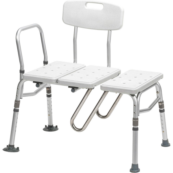Splash Defense Tub Transfer Bench for Bathtub with Curtain Guard Protection, White