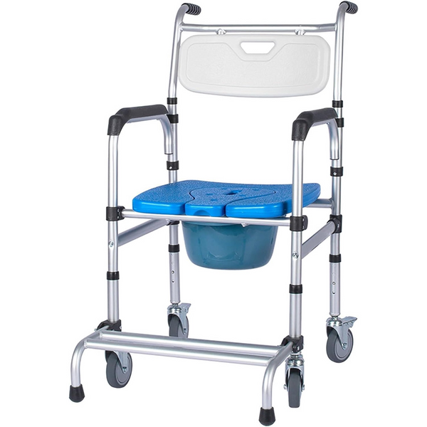 Portable Commode Chair with Wheels for Elderly and Pregnant Women, Senior Care Shower Seat