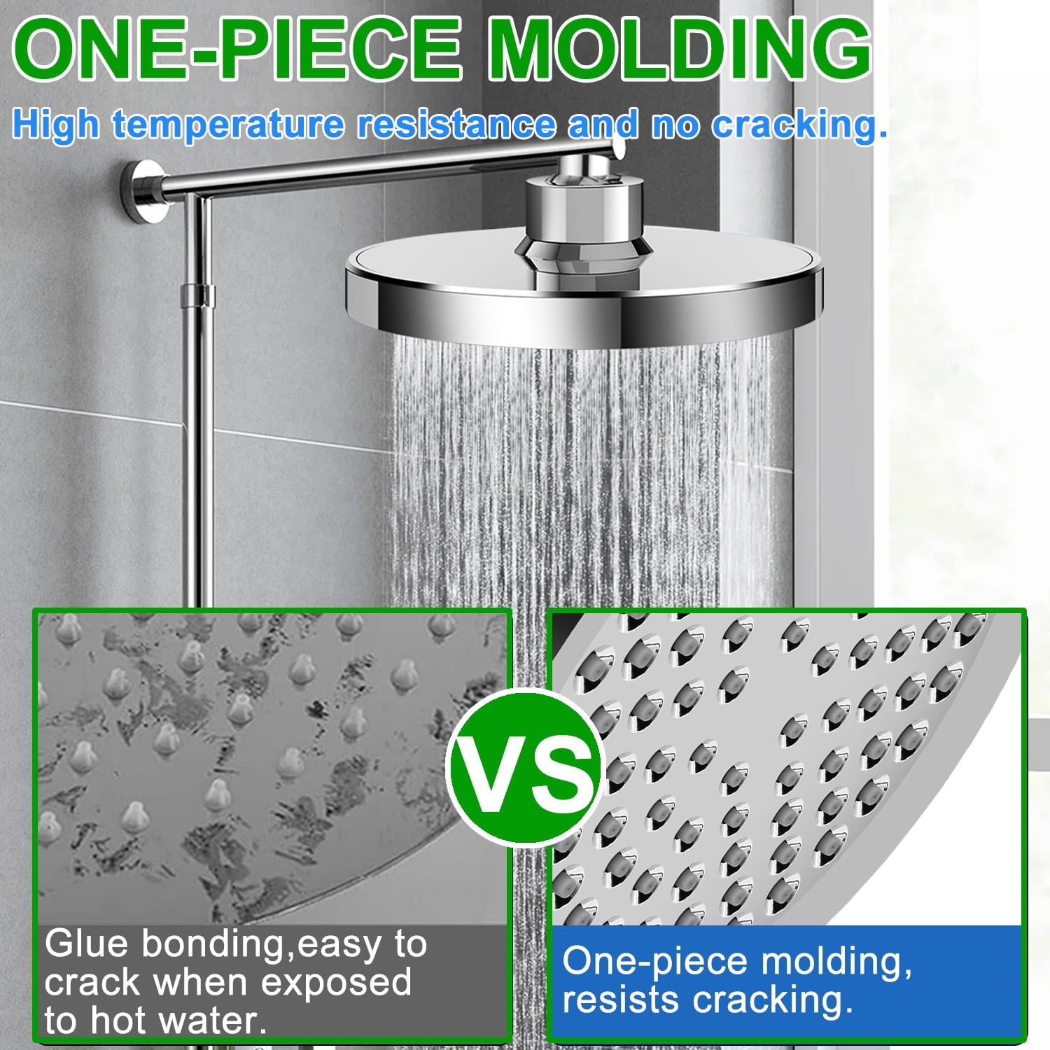 NIUTA Shower Head, 6" Adjustable High Pressure Rain Showerhead with Durable Nozzles Chrome