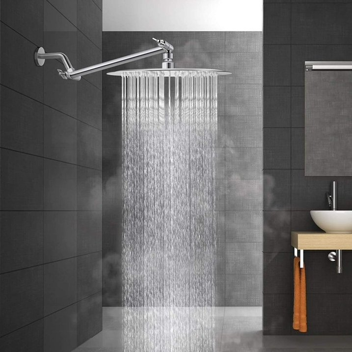 Rain Shower Head, 10" Round High Pressure Shower Heads, 304 Stainless Steel Luxury Modern Chrome Look, Universal Wall and Ceiling Mount