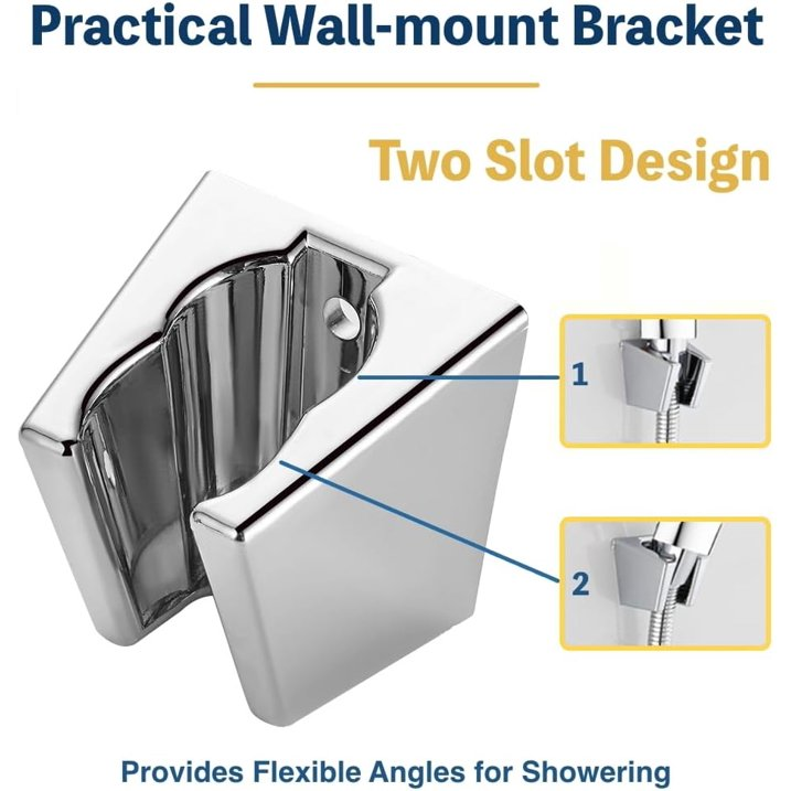 Wall-Mount Fixed Ultra Slim Rainfall Shower Head Set, 8 Inch Large Square Rain Shower Heads with Hose and Bracket Kits, Chrome