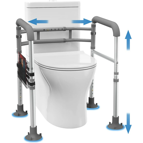Toilet Safety Rails, Adjustable Toilet Safety Frame for Elderly, Seniors, Handicap & Disabled, Toilet Frame with Handles, Foldable Handicap Toilet Rails Fit Any Toilets 400 LB