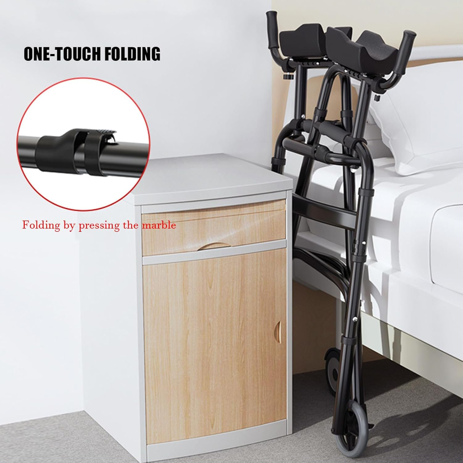 Folding Walking Frame with Wheels and Seat,Stand-Assist Walking Aids, Folding Standard Walker Wheeled Walker Rollator with Wheels