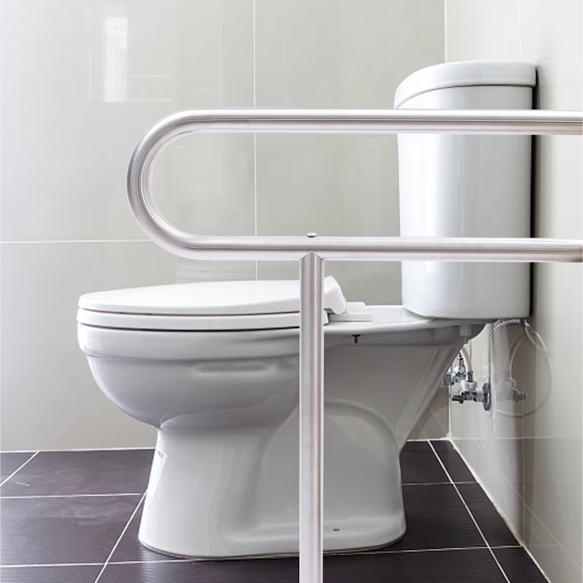 Toilet Handrail Toilet Standing Aid Support Handle Stainless Steel Grab Bar Load Capacity Suitable for Bathroom Toilet Hallway