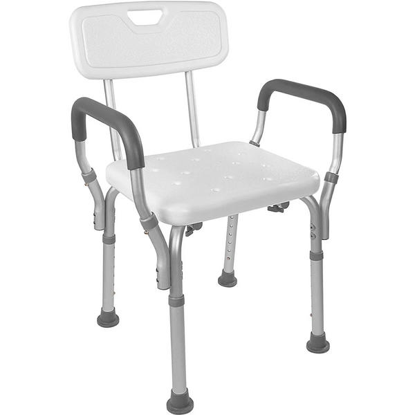 Shower Chair Bath Seat with Padded Arms, Removable Back and Adjustable Legs for Bathtub Safety and Supports Weight up to 350 lbs