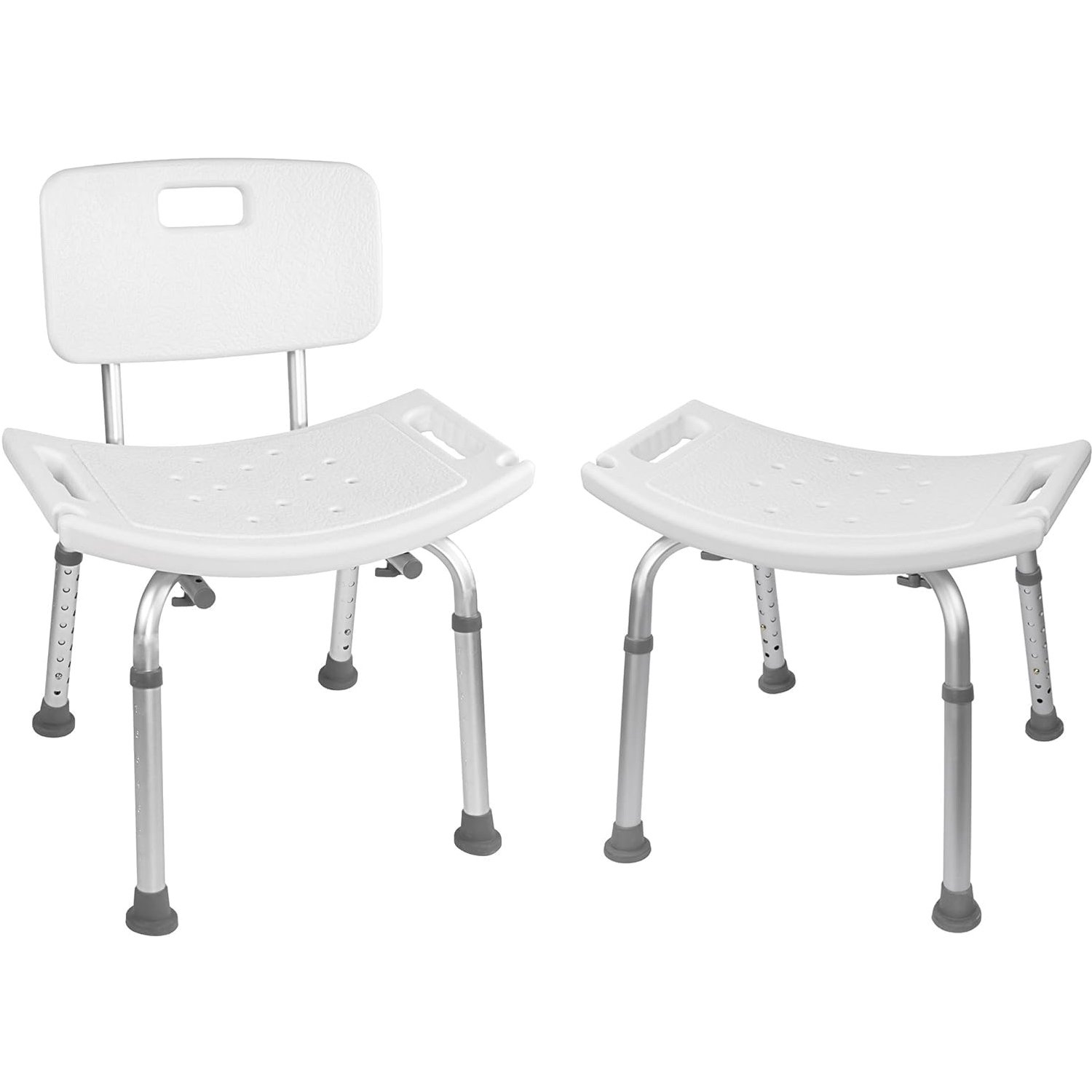 Tool-Free Assembly Adjustable Shower Chair Spa Bathtub Seat Bench with Removable Back