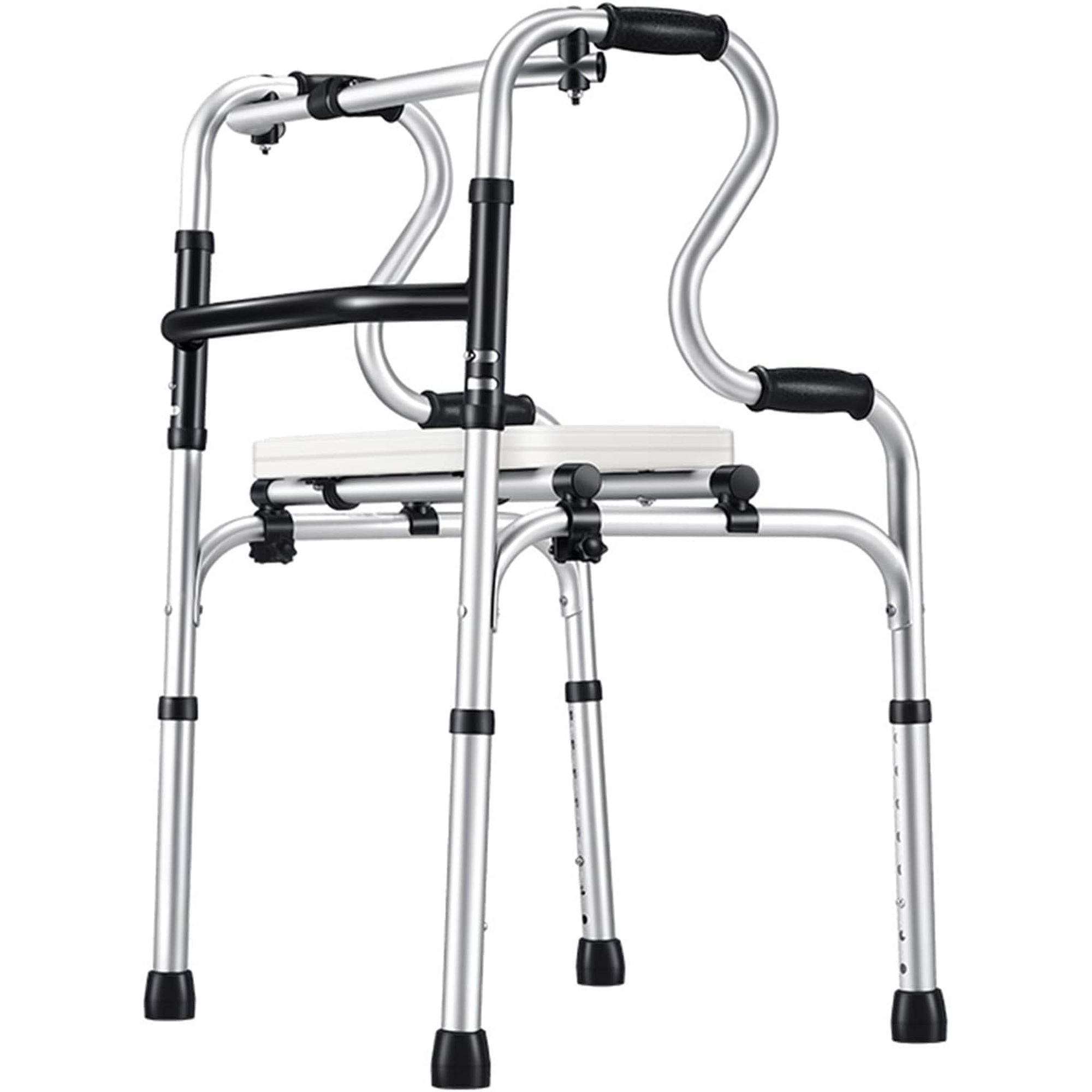 No wheels fold up standard for seniors with removable seat, medical compact walking mobility aid for home hospital, rehabilitation auxiliary walking frame
