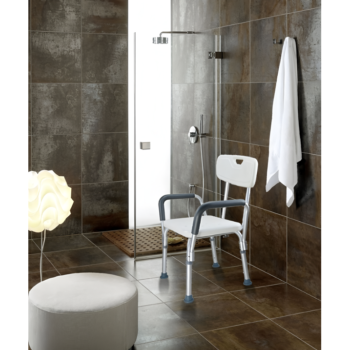 Shower Chair Bath Seat with Padded Arms, Removable Back and Adjustable Legs & Drive Folding Walker with Wheels, Rolling Walker, Front Wheel Walker