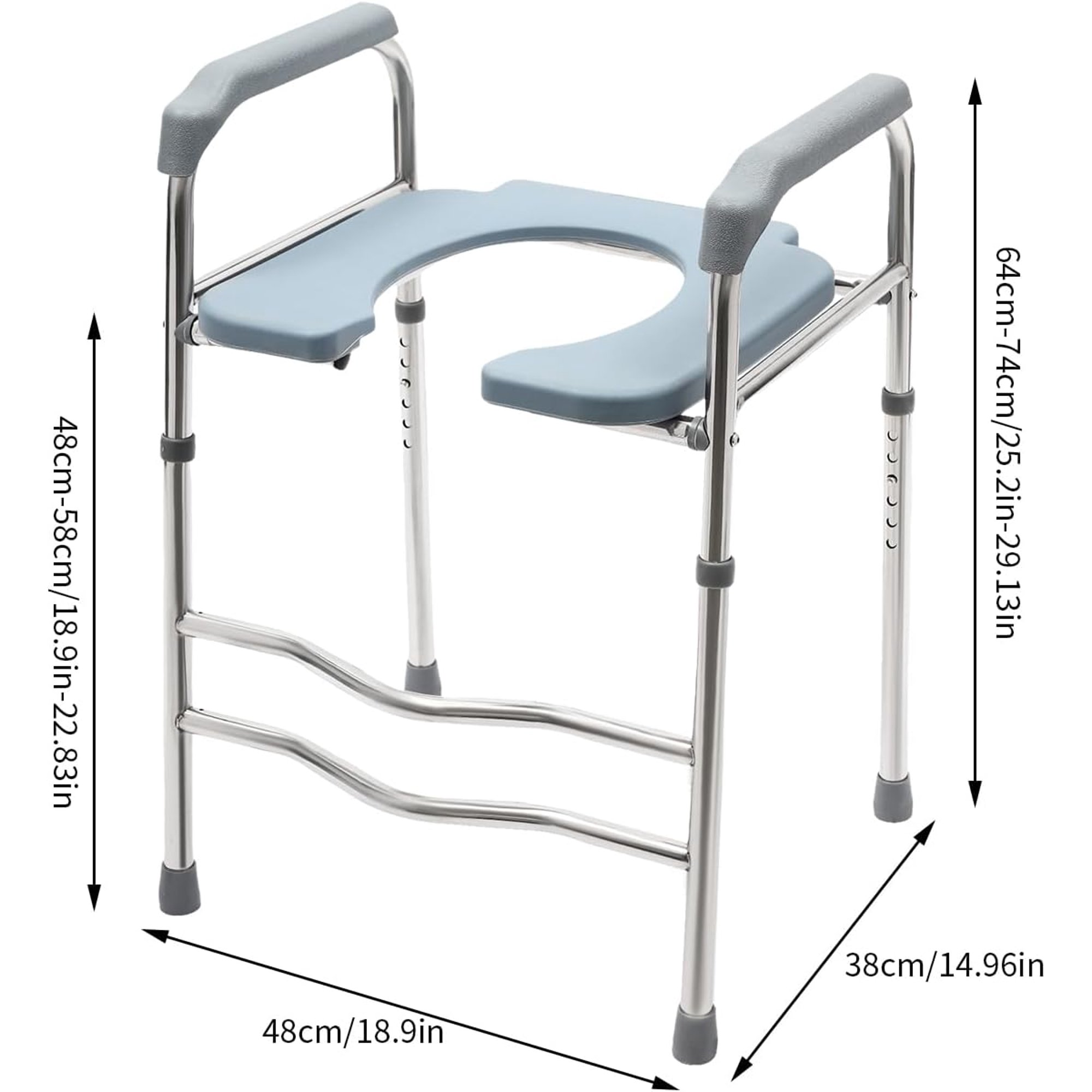 Raised Toilet Seat with Handles Adjustable Height Toilet Seat Riser Support Toilet Chair for Elderly Pregnant Women