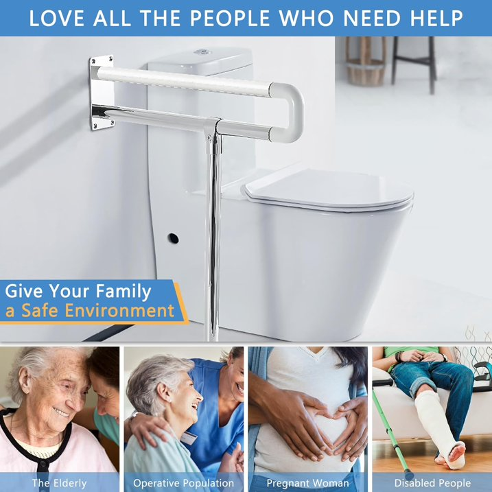 29.5 Inch Handicap Grab Bars, Anti Slip Grab Bar for Bathroom Wall to Floor Toilet Safety Rails for Elderly Disabled Pregnant Nylon Textured Stainless Steel Support Handle