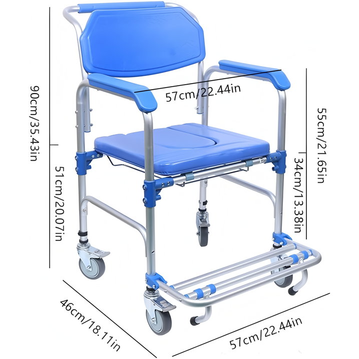 Wheeled Toilet Chair for Elderly People, Pregnant Woman Shower Board, Handcart Toilet Chair