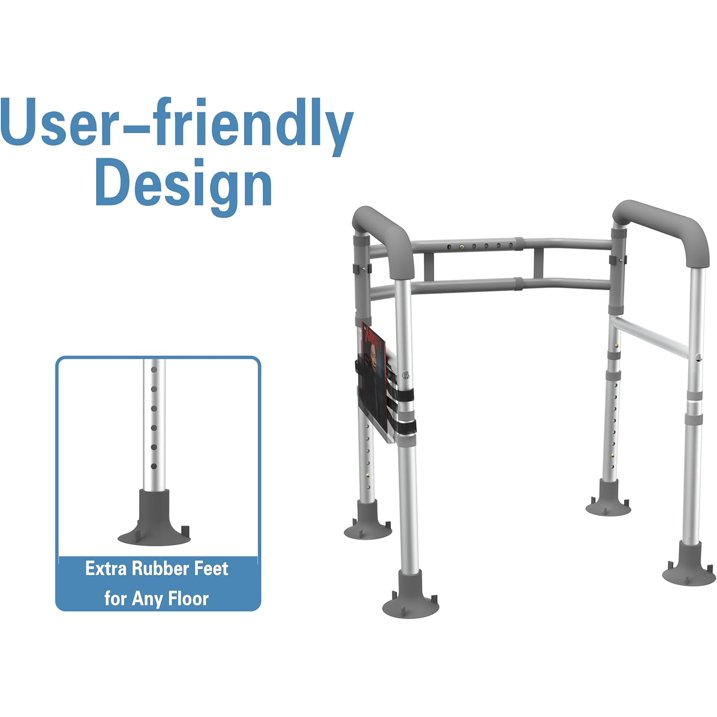 Toilet Safety Rails, Adjustable Toilet Safety Frame for Elderly, Seniors, Handicap & Disabled, Toilet Frame with Handles, Foldable Handicap Toilet Rails Fit Any Toilets 400 LB