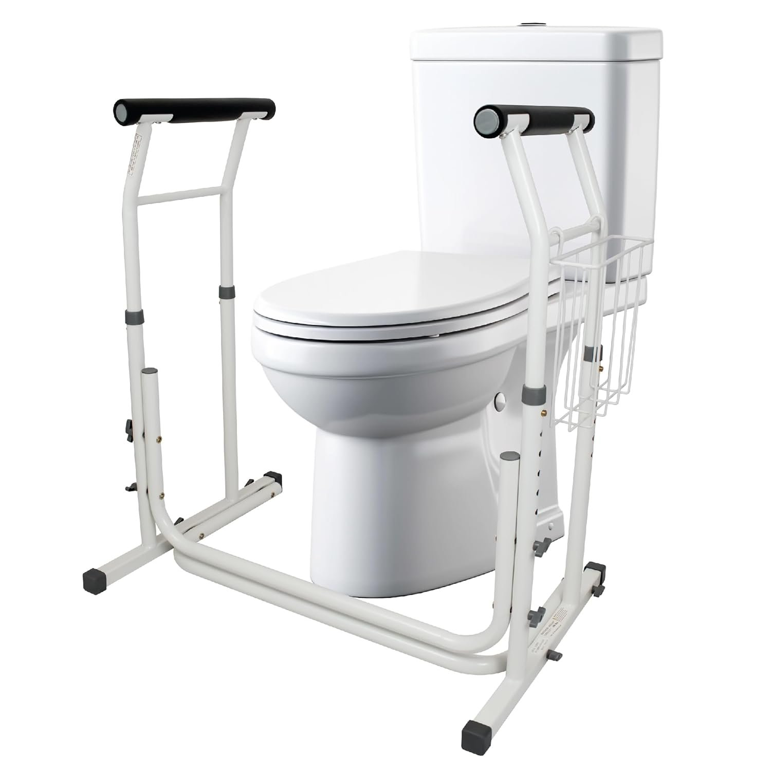 Toilet Safety Rails for Seniors, Adjustable Toilet Safety Frame and Toilet Rails with Handles for Elderly and Disabled, Stand Alone Toilet Safety Rails for Bathroom Stability