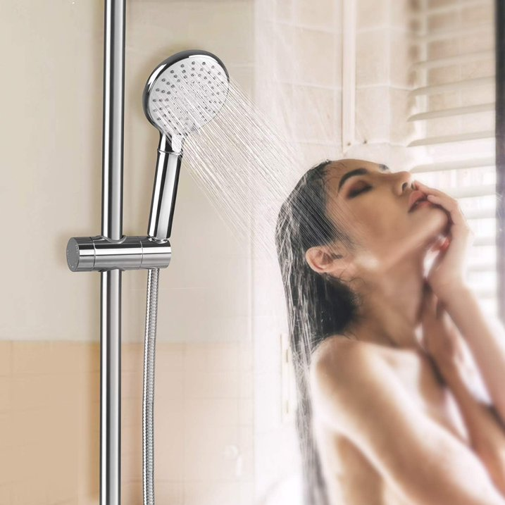 Shower Head with Hose & Showerhead Holder Bracket, Handheld Shower Universal Fitting with Adjustable 5 Sprays Modes for Slide Bar Adjustable