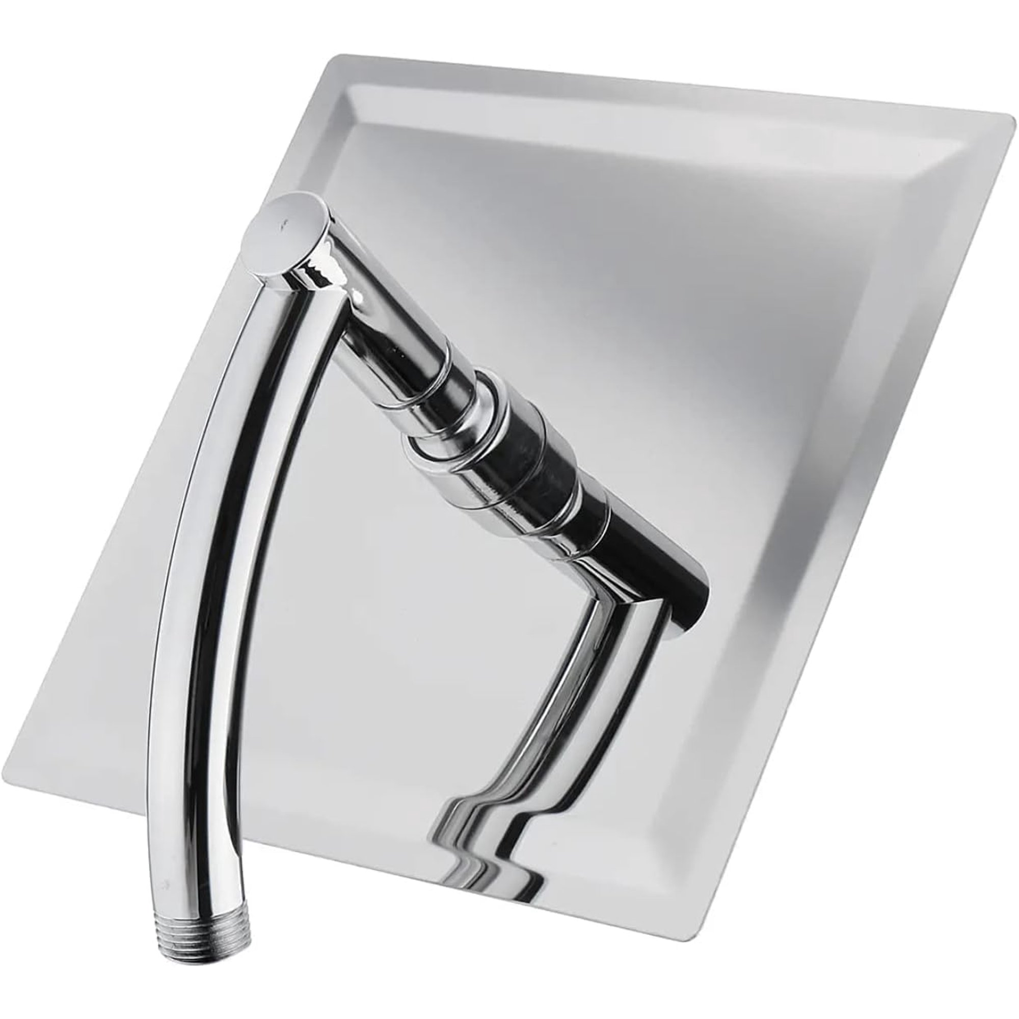 Wall-Mount Fixed Ultra Slim Rainfall Shower Head Set, 8 Inch Large Square Rain Shower Heads with Hose and Bracket Kits, Chrome