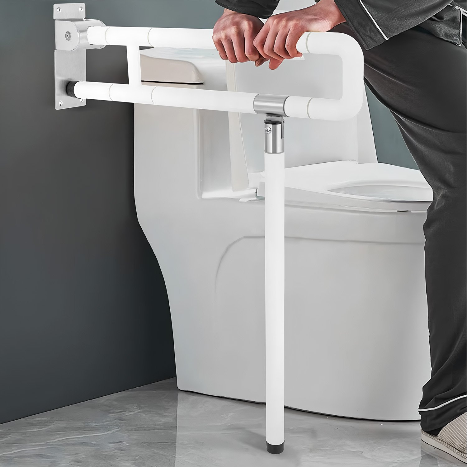 Toilet Grab Bar 23.6 Inch Foldable Stainless for Seniors Elderly Handicap Bathroom