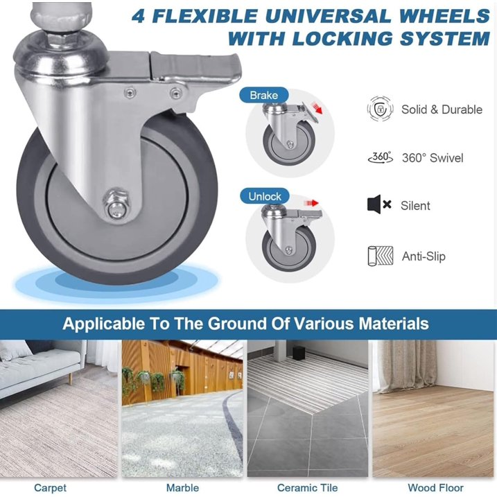 Portable Commode Chair with Wheels for Elderly and Pregnant Women, Senior Care Shower Seat