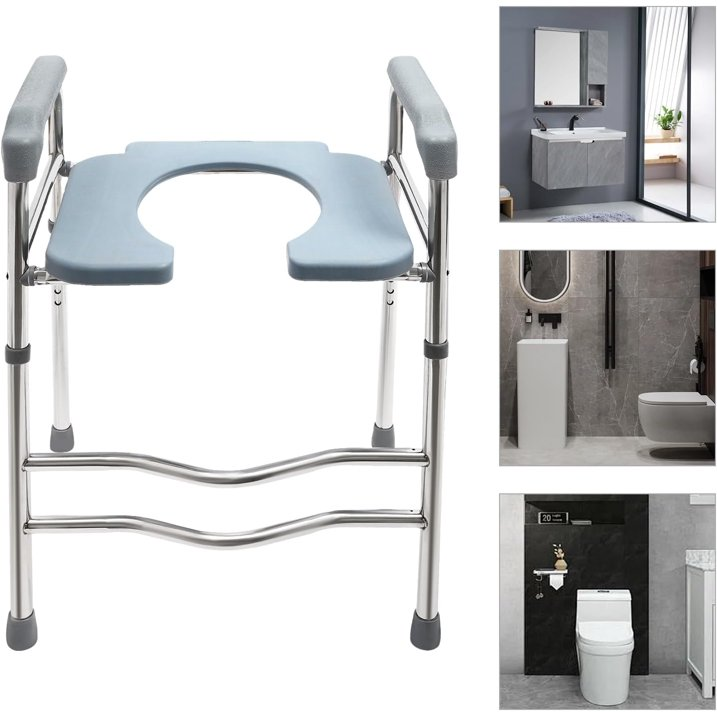 Raised Toilet Seat with Handles Adjustable Height Toilet Seat Riser Support Toilet Chair for Elderly Pregnant Women