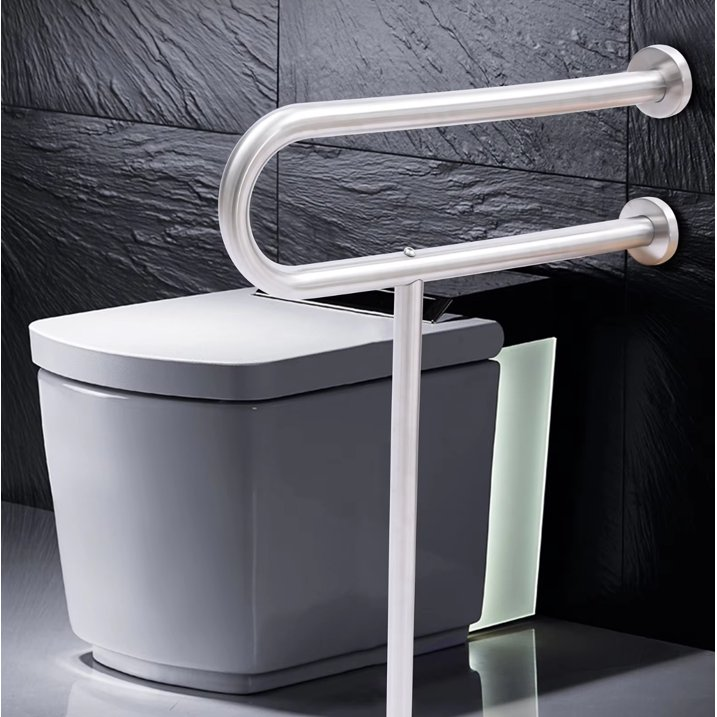 Toilet Handrail Toilet Standing Aid Support Handle Stainless Steel Grab Bar Load Capacity Suitable for Bathroom Toilet Hallway