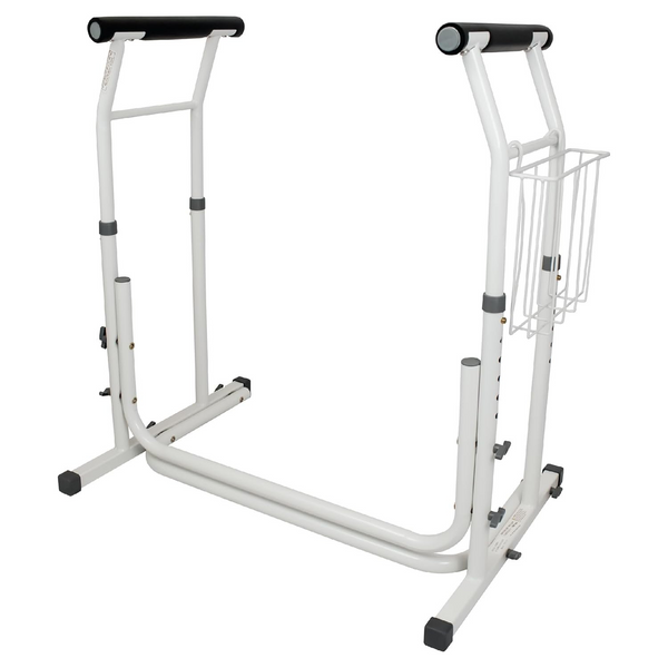 Toilet Safety Rails for Seniors, Adjustable Toilet Safety Frame and Toilet Rails with Handles for Elderly and Disabled, Stand Alone Toilet Safety Rails for Bathroom Stability