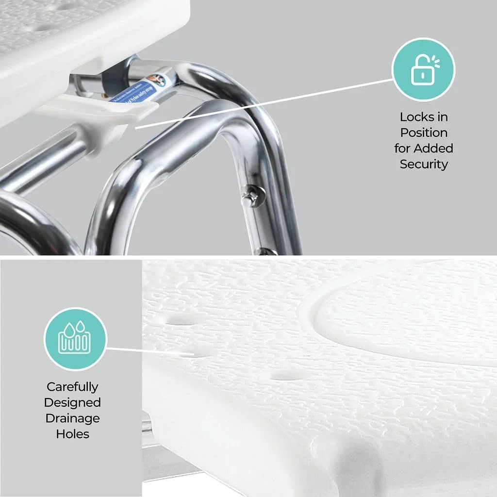 Sliding Shower Transfer Bench Transfer Bench for Bathtub Shower Chair for Inside Shower Shower Chair for Elderly and Disabled Adjustable Height Shower Bench Holds Weight Up to 400 Lbs