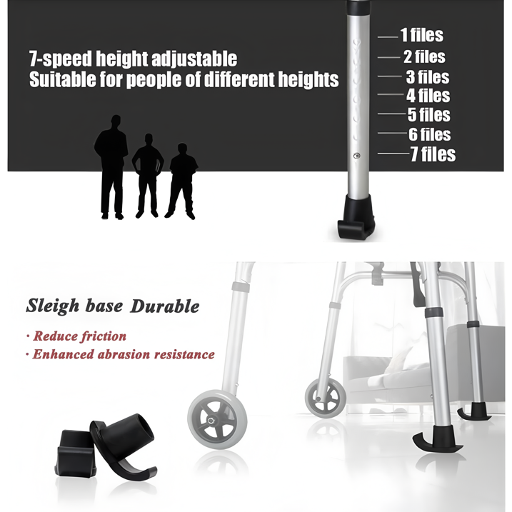 Walking Frame Elderly Walking Aid Lightweight Folding Standard Walkers Wheeled with Padded Seat Arm Support Type Walker Yearn