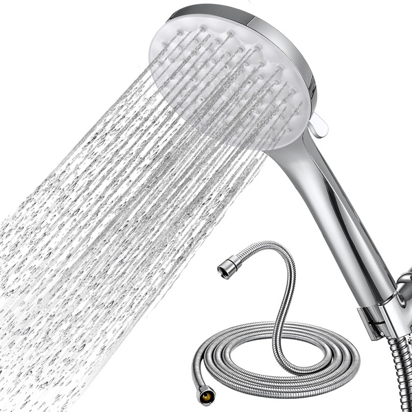 Shower Head and Hose, High Pressure Shower Heads with Hose Set 1.5M Water Saving Handheld Shower Head with 6 Spray Modes Adjustable, Universal Large Power ShowerHead for Home Gym Spa Massage