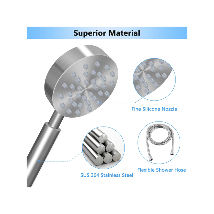 Shower Head and Hose, High Pressure Shower Heads, 304 Stainless Steel Shower Head, Universal Powerful Handheld Showerhead with Jet Spray Mode for Cleaning Bathroom, Tub