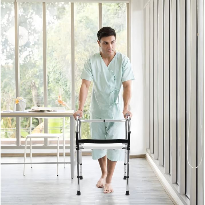 Senior , Height Adjustable Stair , Standard Walker with Detachable Seat Support to 330lbs