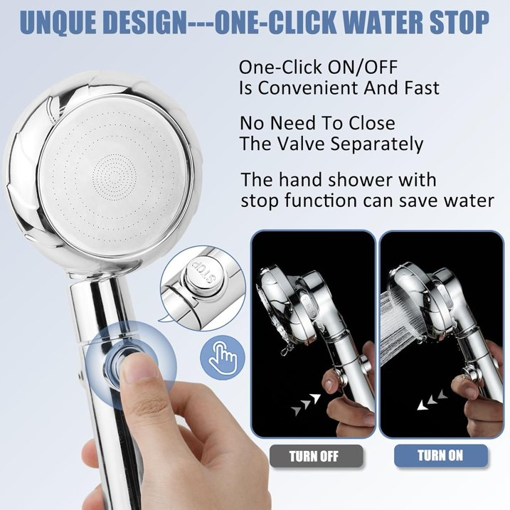 Shower Head, High Pressure Shower Head and Hose 2m Set, Portable Adjustable Water Saving Shower Heads Universal Replacements