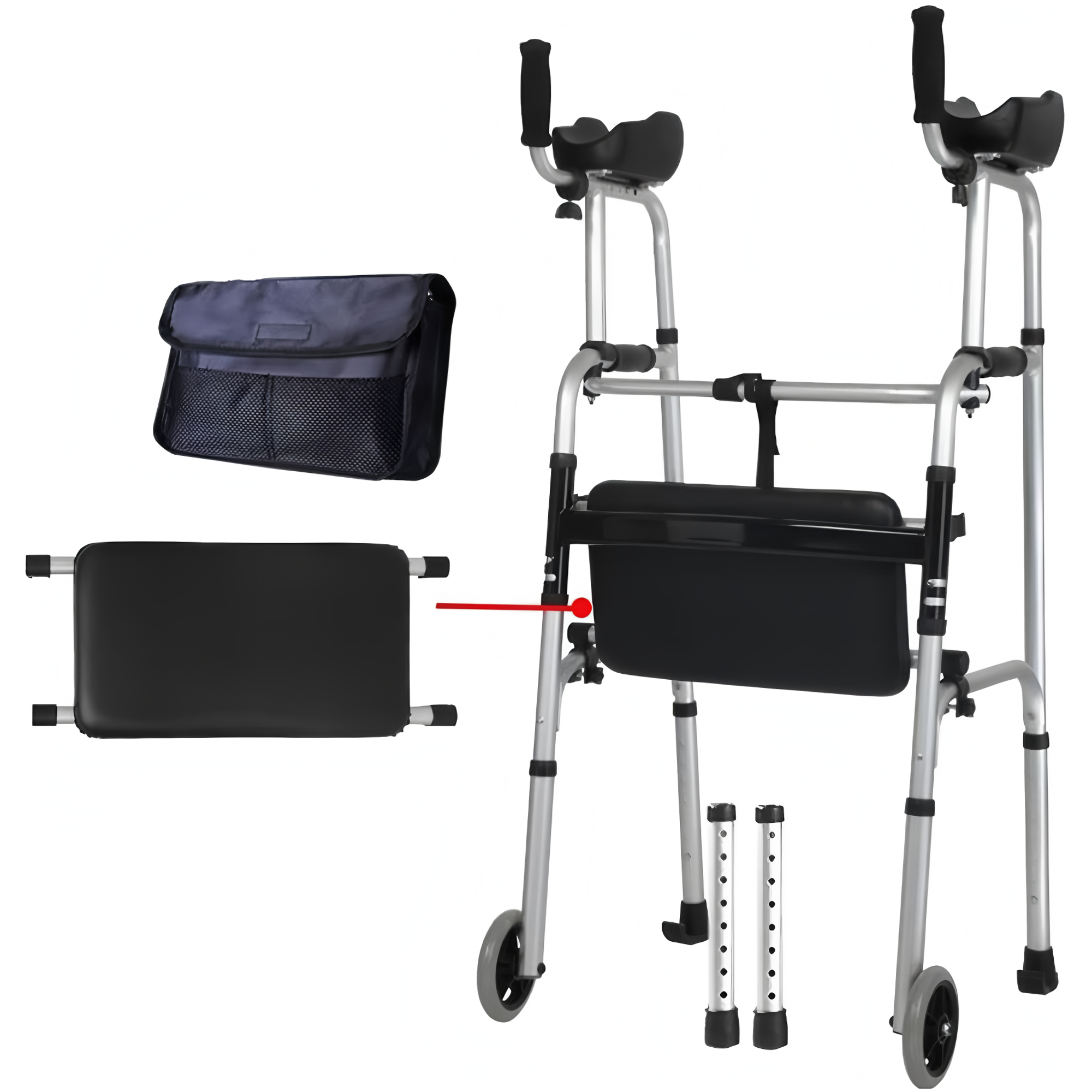 Walking Frame Elderly Walking Aid Lightweight Folding Standard Walkers Wheeled with Padded Seat Arm Support Type Walker Yearn