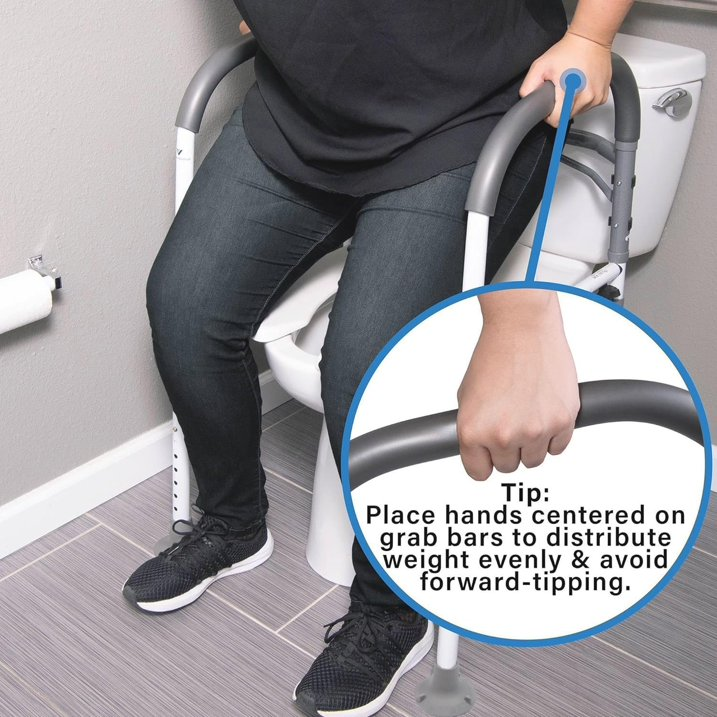Toilet Safety Rails, Deluxe Adjustable and Foldable Toilet Safety Frame, Bathroom Handrail Assist Grab Bar Handle